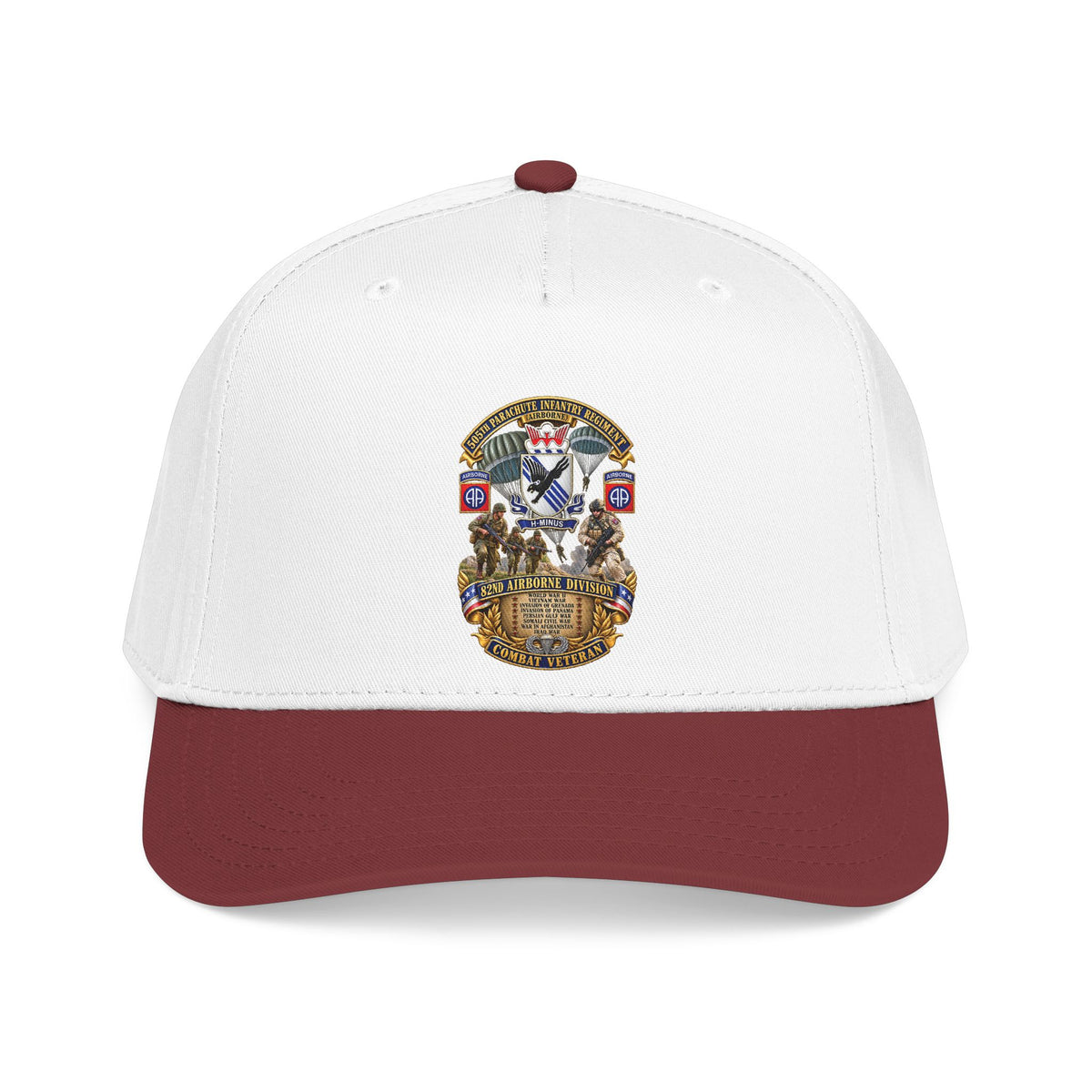Mid Profile Baseball Cap - Army - Combat Vet w 505th PIR - 82nd Airborne  w Campaigns - Soldiers - SSI - 3D - Enhanced