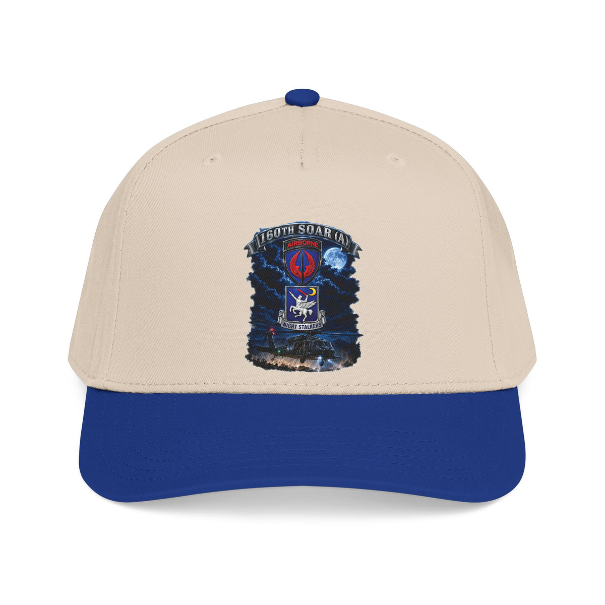 Mid Profile Baseball Cap - USASOAC - SSI, 160th Special Operations Regiment Airborne  DUI with Scene Blackhawk - 3D - Enhanced