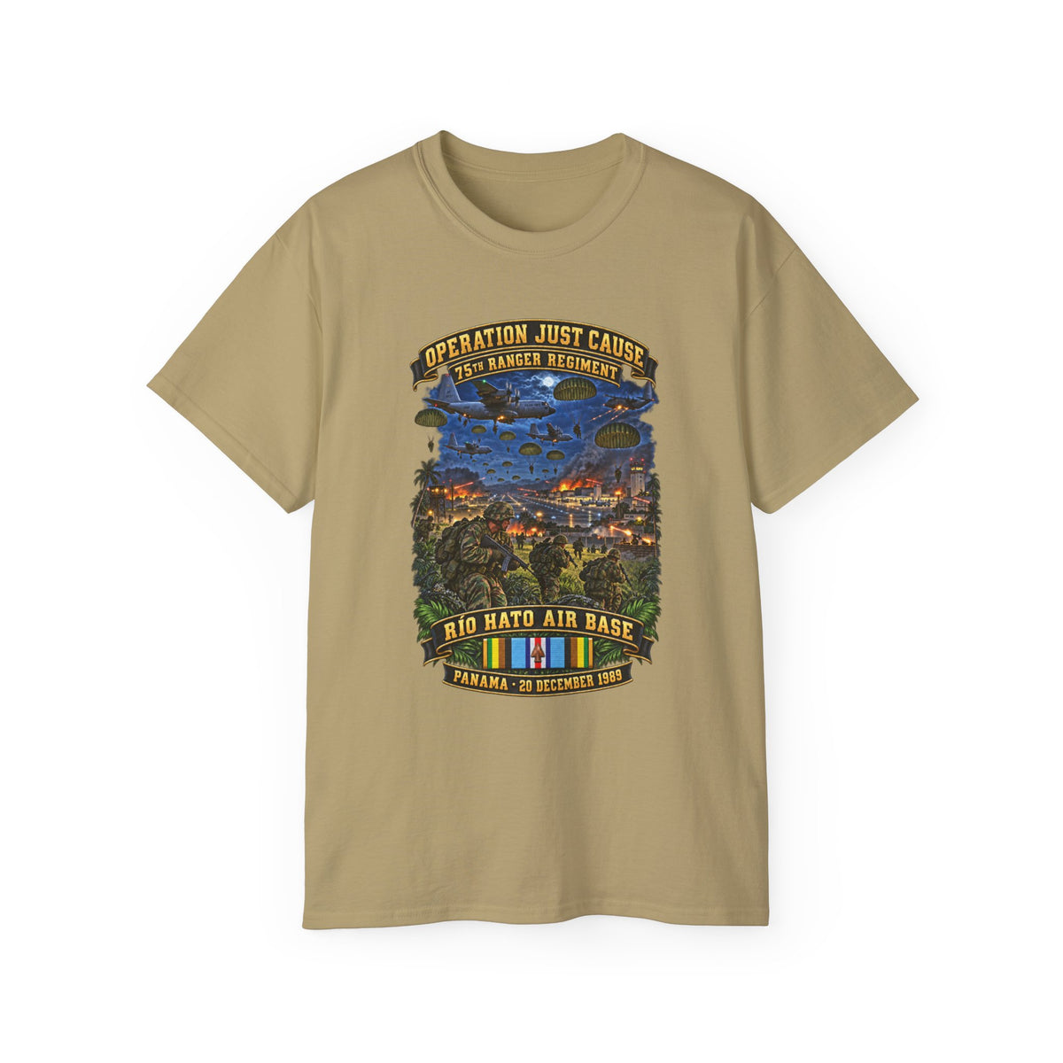 Unisex Ultra Cotton Tee - SOF - Operation Just Cause  - Panama Invasion 1989 - 75th Ranger Rgt - Rio Hato Air Base - 3D - Enhanced