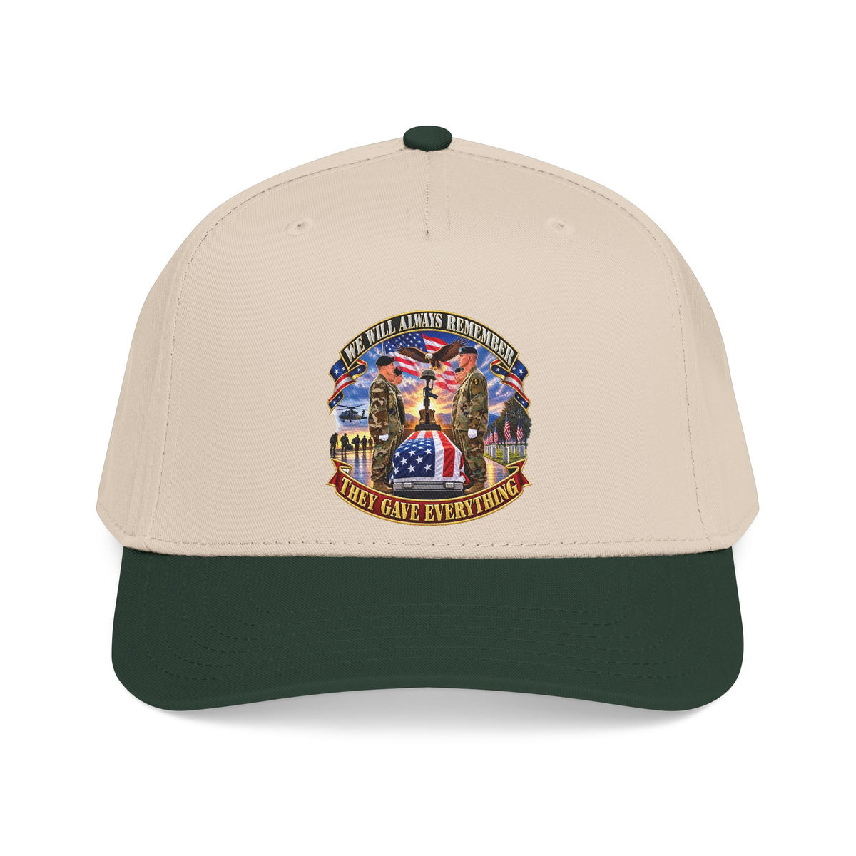 Mid Profile Baseball Cap - Emblem - We Will Always Remember - They Gave Everything - 3D - Enhanced