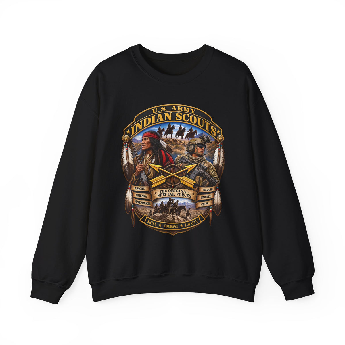 Crewneck Sweatshirt - United States Indian Scouts (USS) - Original Special Forces - 3D - Enhanced
