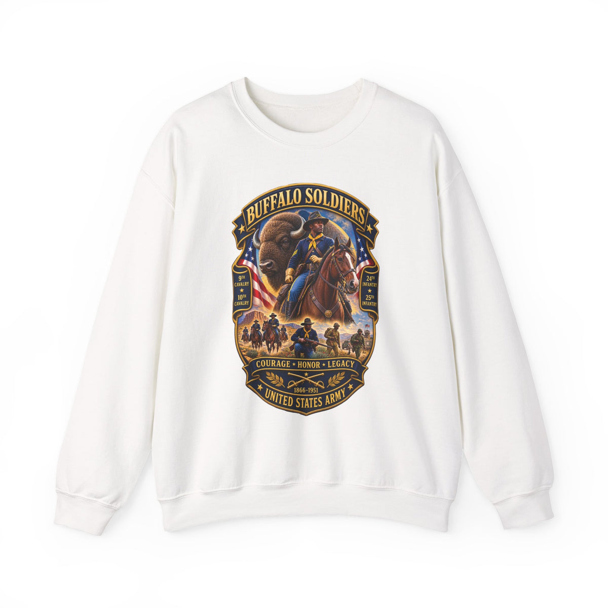 Crewneck Sweatshirt - Overall Buffalo Soldiers Tribute - 3D - Enhanced