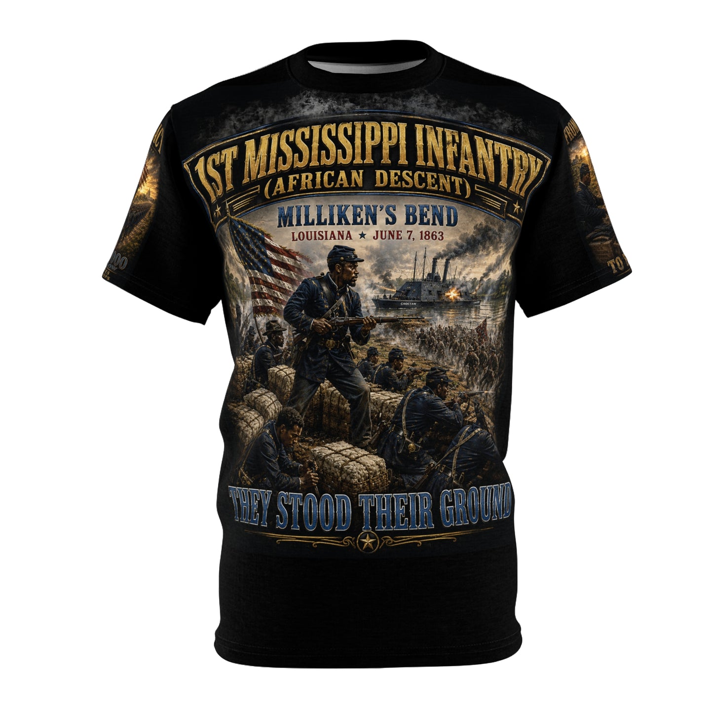 1st Mississippi Infantry (African Descent) - Tribute Tee — Battle of Milliken's Bend (June 7, 1863) - "From Bondage to Battle"