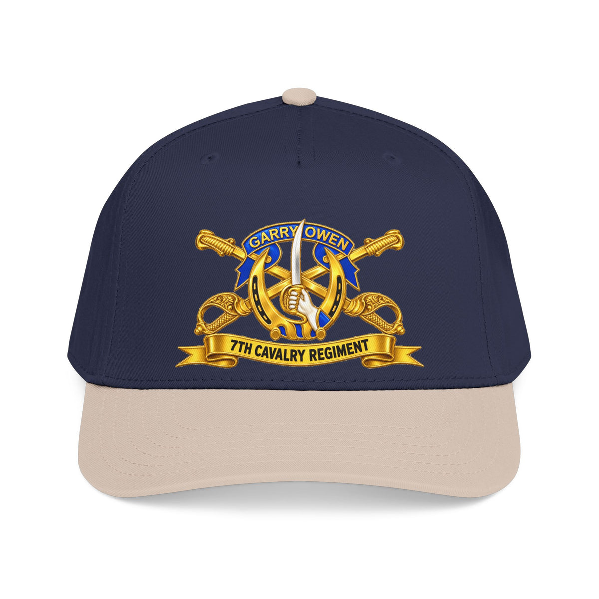 Mid Profile Baseball Cap — 7th Cavalry Regiment - DUI, Br, Ribbon wo Scene - 3D - Transparent