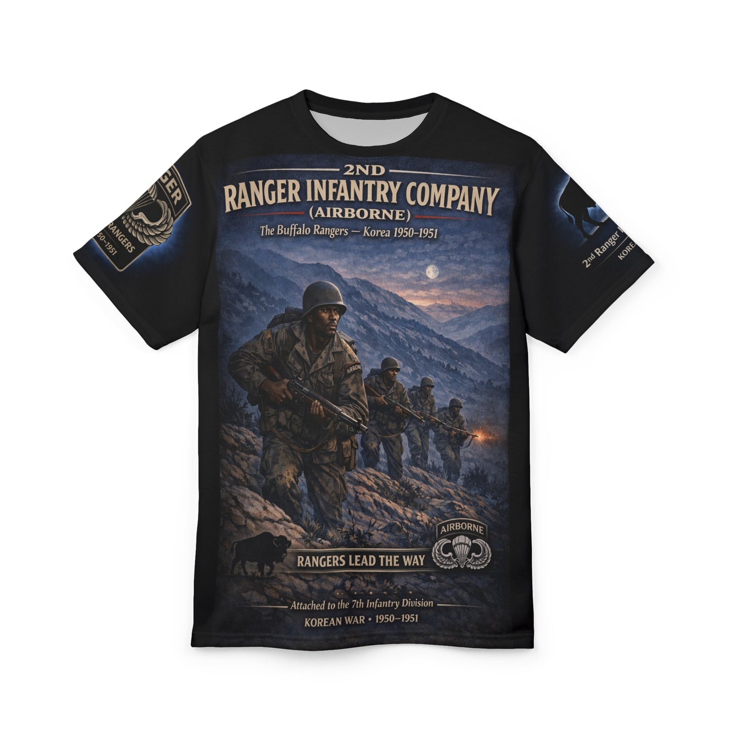 Buffalo Rangers 2nd Ranger Infantry Company (Airborne) Korean War Tribute Tee