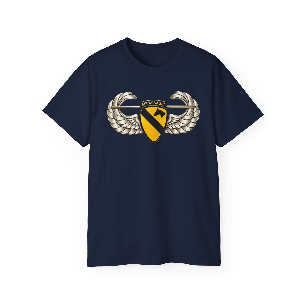 Unisex Ultra Cotton Tee - 1st Cavalry Division w Air Assault Tab on Airborne Badge wo Txt - 3D - Transparent