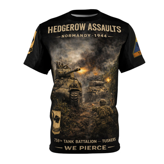 758th Tank Battalion Normandy 1944 Tuskers in the Hedgerow Tee