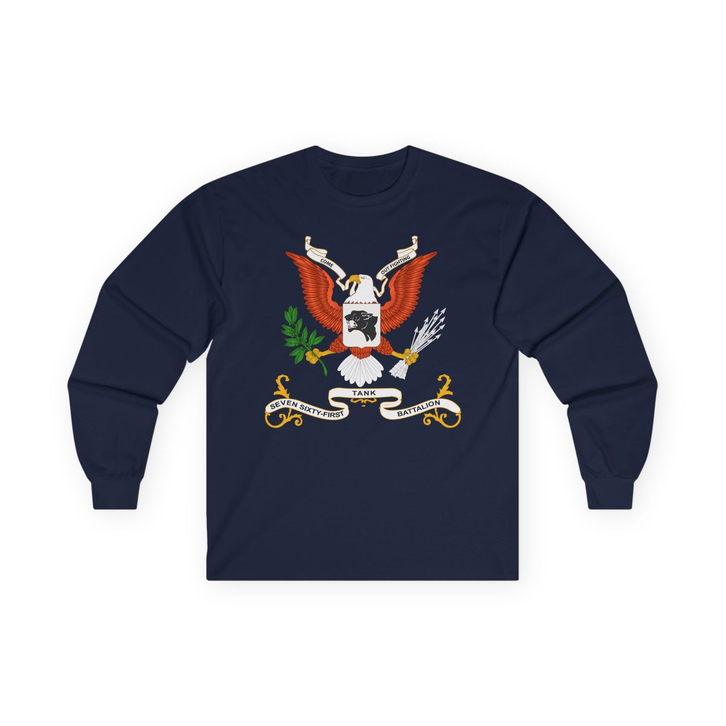 Long Sleeve Tee - Army - Regimental Colors - 761st Tank Battalion - Come Out Fighting