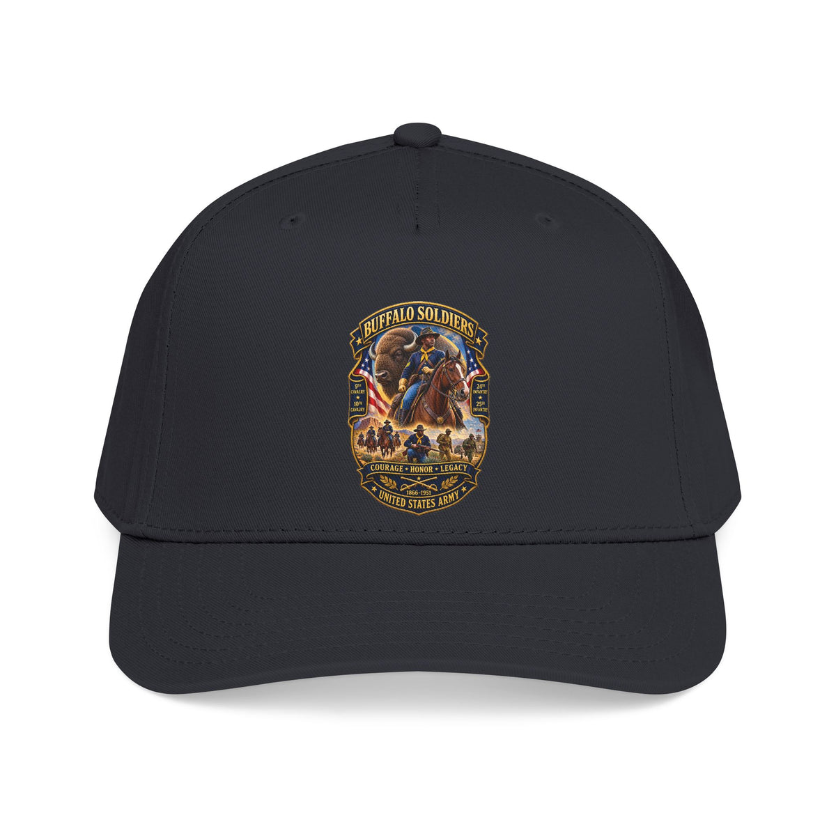 Mid Profile Baseball Cap - Overall Buffalo Soldiers Tribute - 3D - Enhanced