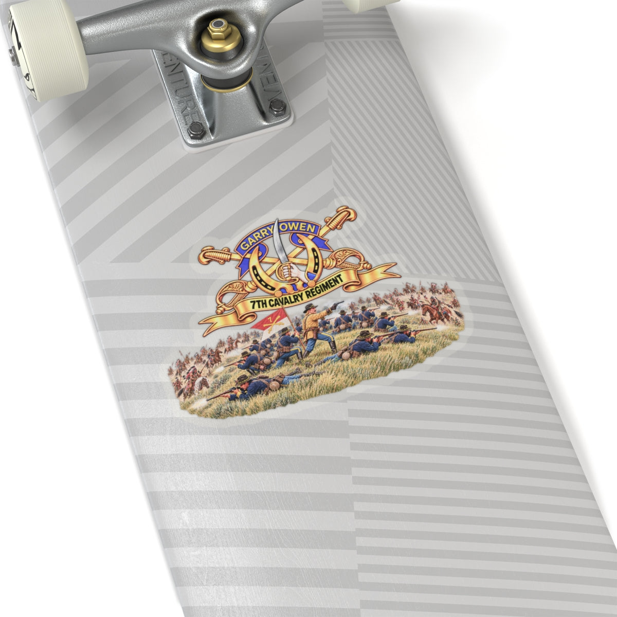 Kiss-Cut Stickers - 7th Cavalry Regiment - DUI, Br, Ribbon w  Battle of Little Big Horn Scene - 3D - Transparent