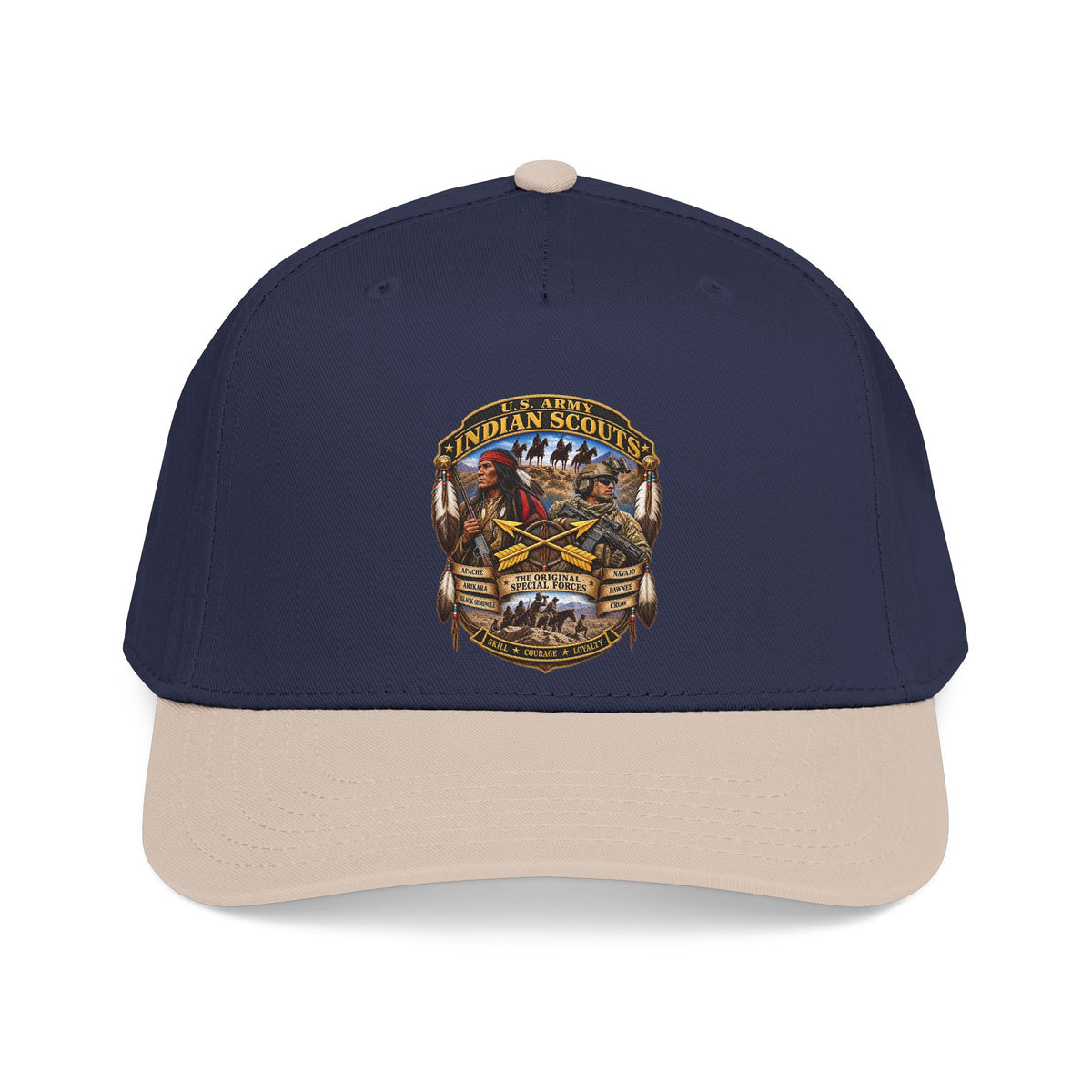Mid Profile Baseball Cap - United States Indian Scouts (USS) - Original Special Forces - 3D - Enhanced