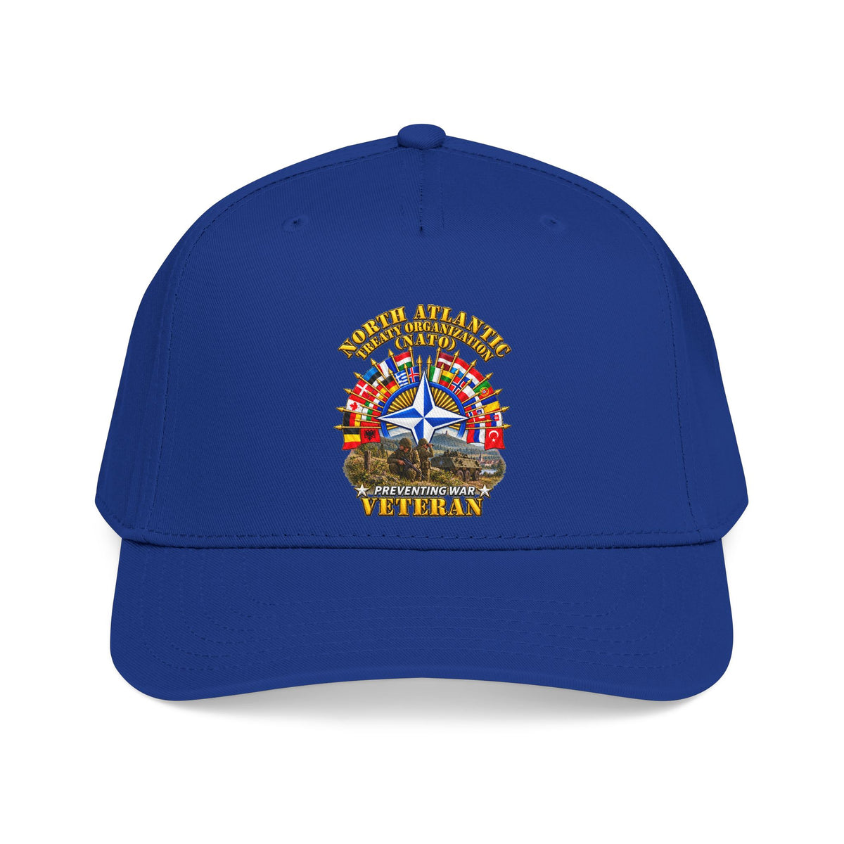 Mid Profile Baseball Cap - NATO - Polished NATO Veteran - with flags - Military Scene - 3D - Transparent