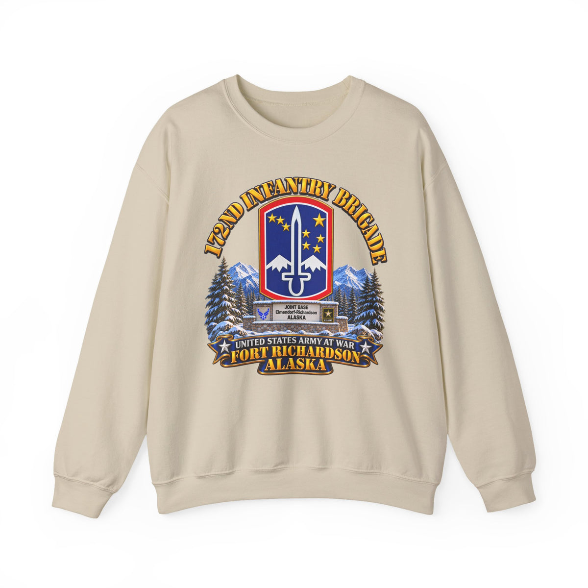Crewneck Sweatshirt - 172nd Infantry Brigade - Ft Richardson, Alaska - 3D - Enhanced