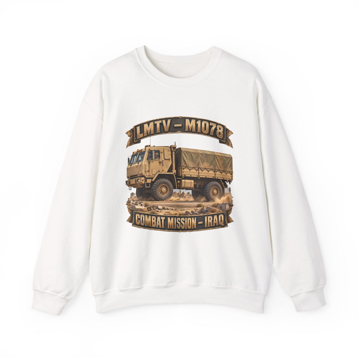 Crewneck Sweatshirt - Army - LMTV - 1078 - Combat Mission - Iraq - 3D - Enhanced