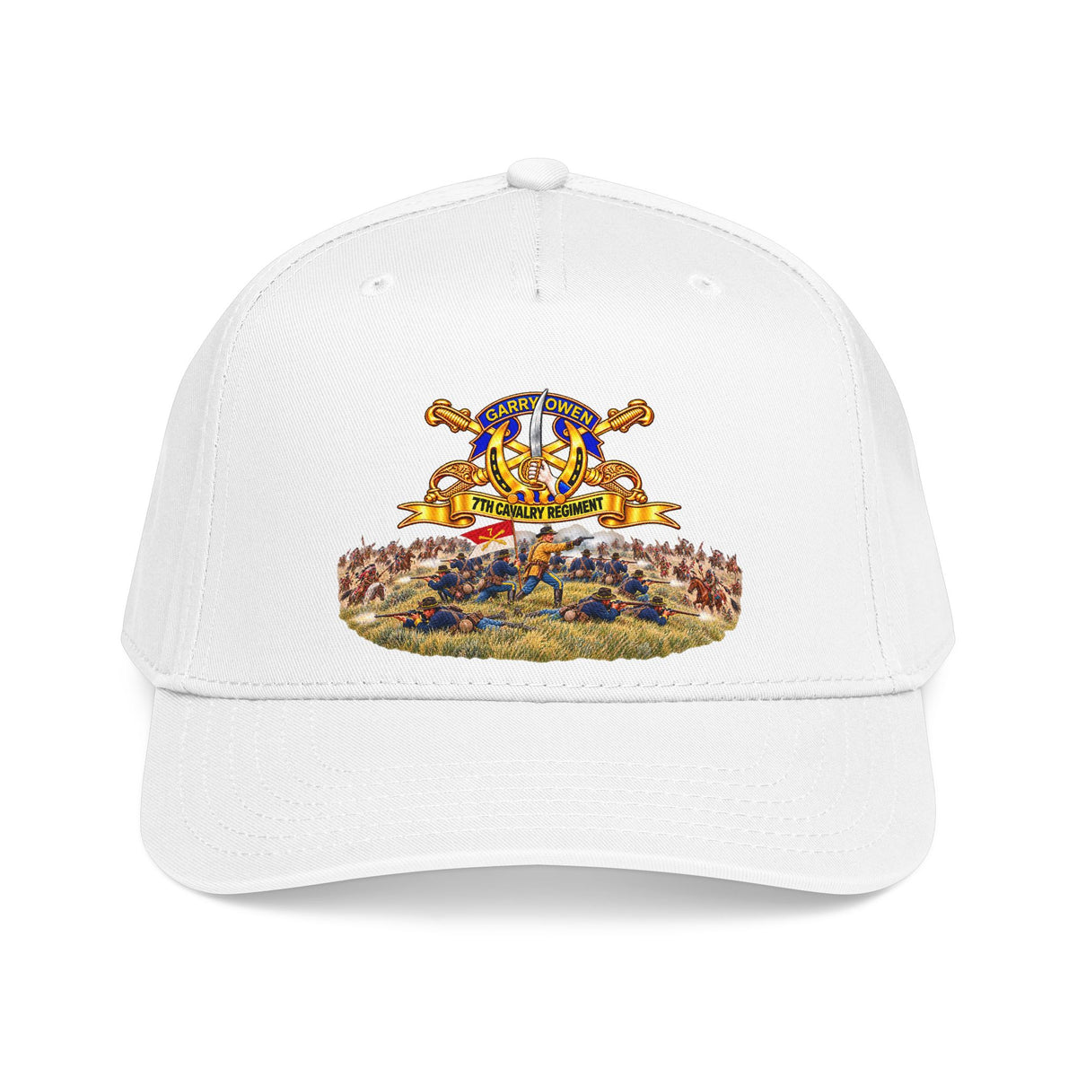 Mid Profile Baseball Cap - 7th Cavalry Regiment - DUI, Br, Ribbon w  Battle of Little Big Horn Scene - 3D - Transparent