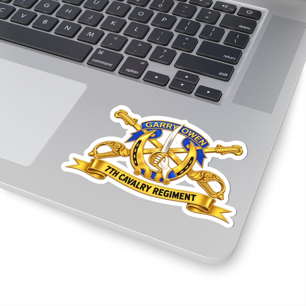 Kiss-Cut Stickers - 7th Cavalry Regiment - DUI, Br, Ribbon wo Scene - 3D - Transparent