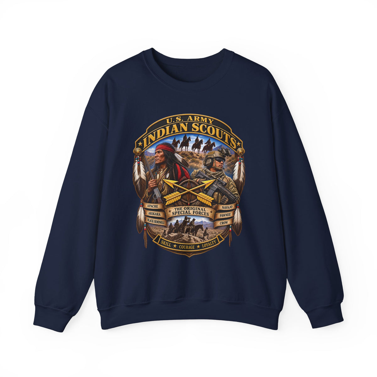 Crewneck Sweatshirt - United States Indian Scouts (USS) - Original Special Forces - 3D - Enhanced
