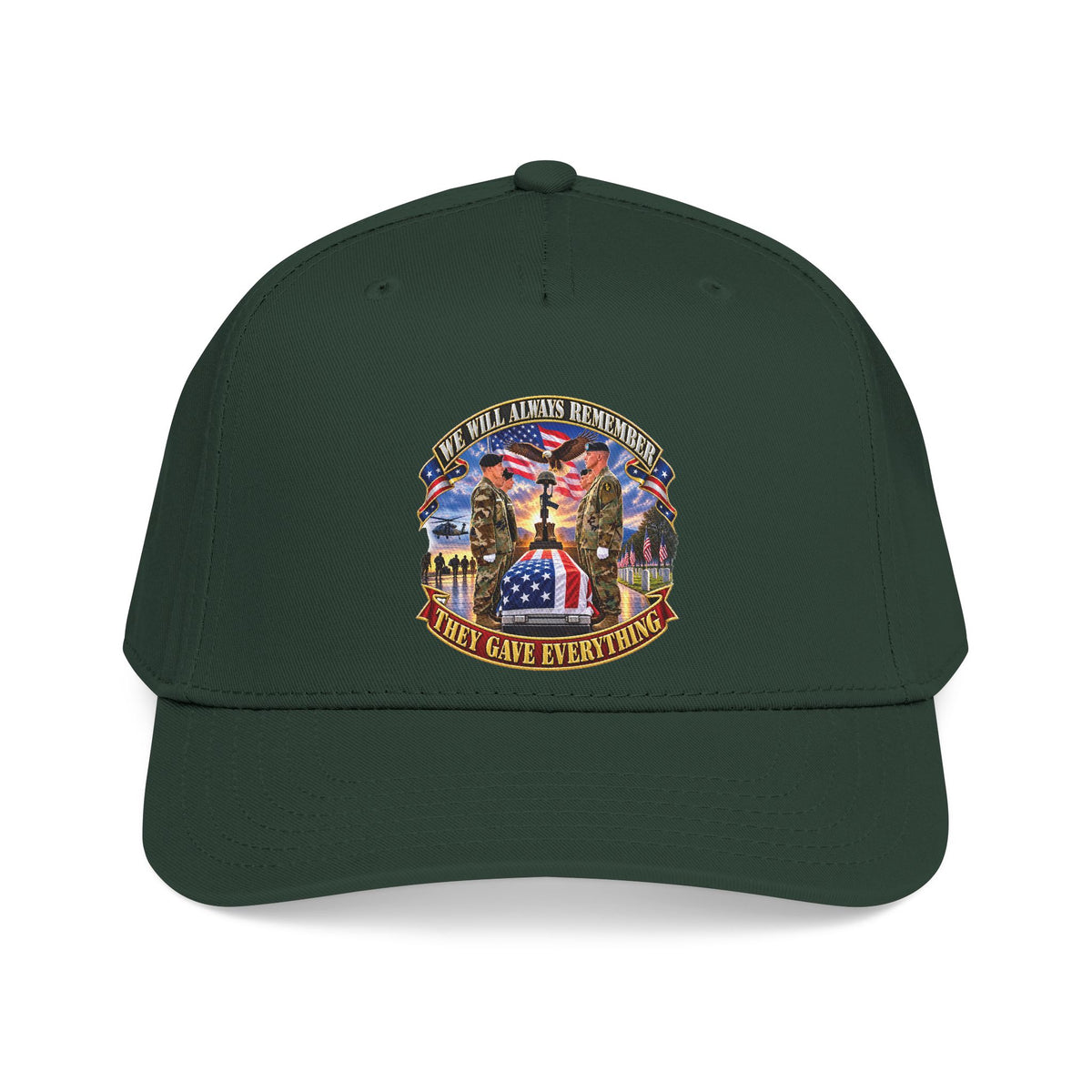 Mid Profile Baseball Cap - Emblem - We Will Always Remember - They Gave Everything - 3D - Enhanced