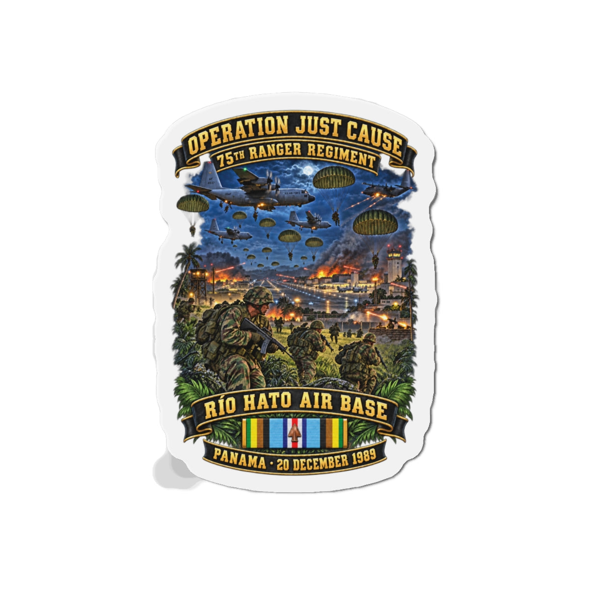 Die-Cut Magnets — SOF - Operation Just Cause  - Panama Invasion 1989 - 75th Ranger Rgt - Rio Hato Air Base - 3D - Enhanced