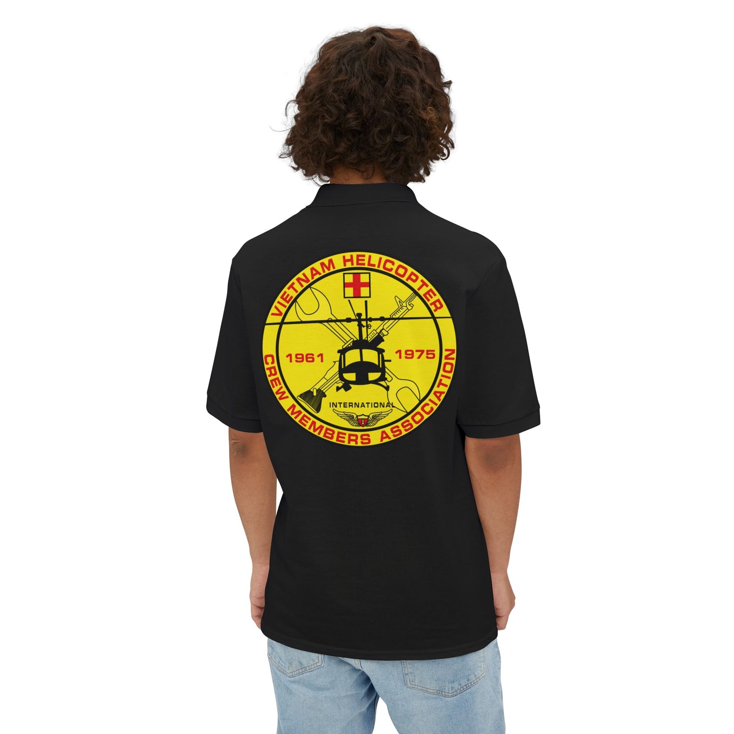 Men's Casual Piqué Polo - Vietnam Helicopter