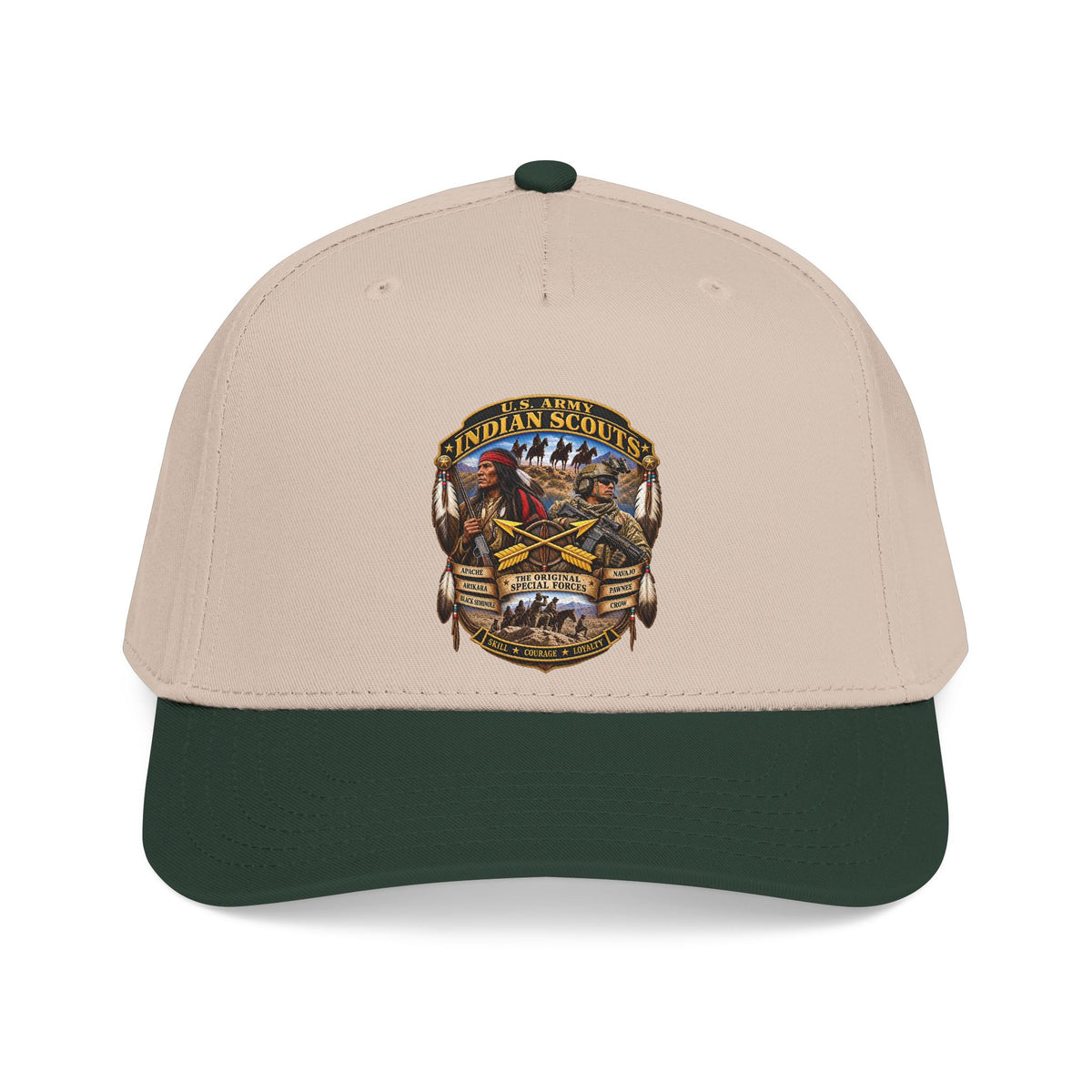 Mid Profile Baseball Cap - United States Indian Scouts (USS) - Original Special Forces - 3D - Enhanced