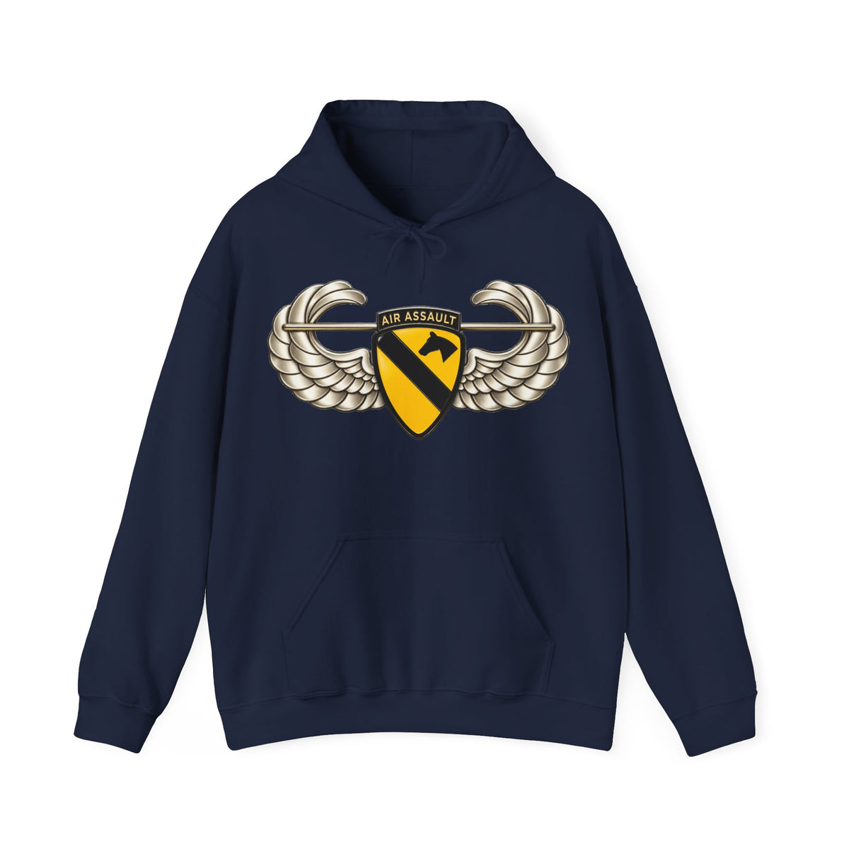 Hoodie — 1st Cavalry Division w Air Assault Tab on Airborne Badge wo Txt - 3D - Transparent