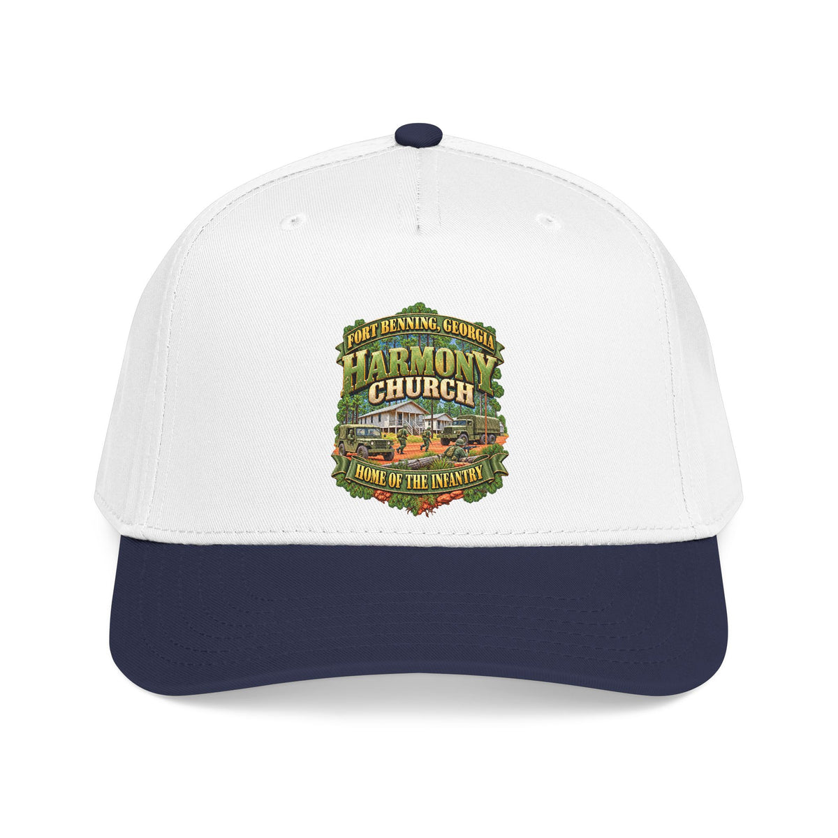 Mid Profile Baseball Cap - Fort Benning, Georgia, Harmony Church - Home of the Infantry - 3D - Enhanced