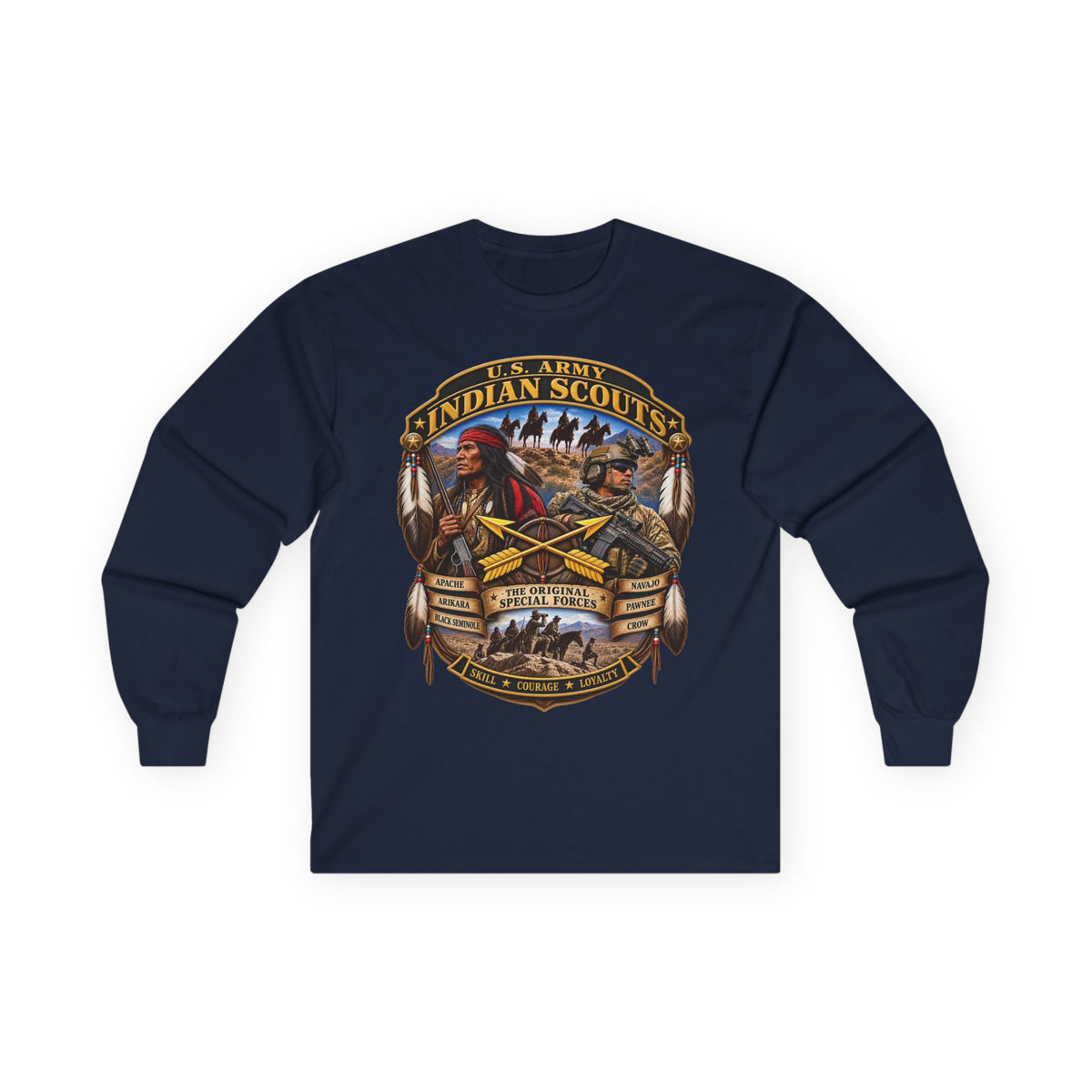 Unisex Ultra Cotton Long Sleeve Tee - United States Indian Scouts (USS) - Original Special Forces - 3D - Enhanced