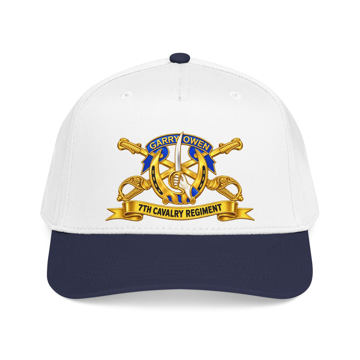 Mid Profile Baseball Cap — 7th Cavalry Regiment - DUI, Br, Ribbon wo Scene - 3D - Transparent