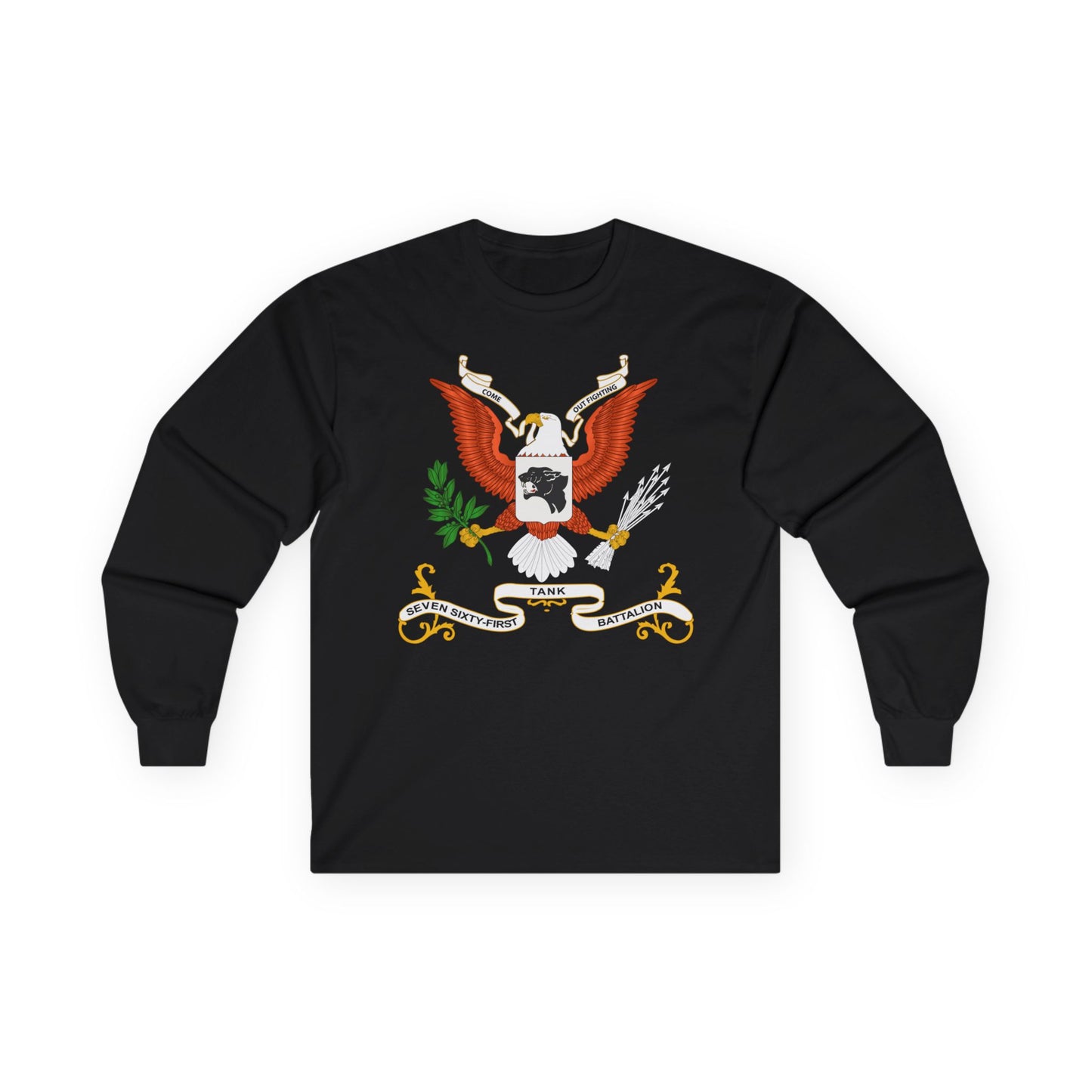 Long Sleeve Tee - Army - Regimental Colors - 761st Tank Battalion - Come Out Fighting