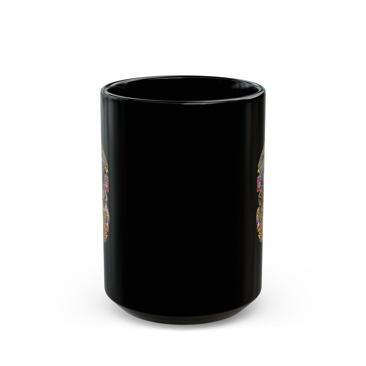 Black Mug  (15oz) - Army - Combat Vet w 505th PIR - 82nd Airborne  w Campaigns - Soldiers - SSI - 3D - Enhanced