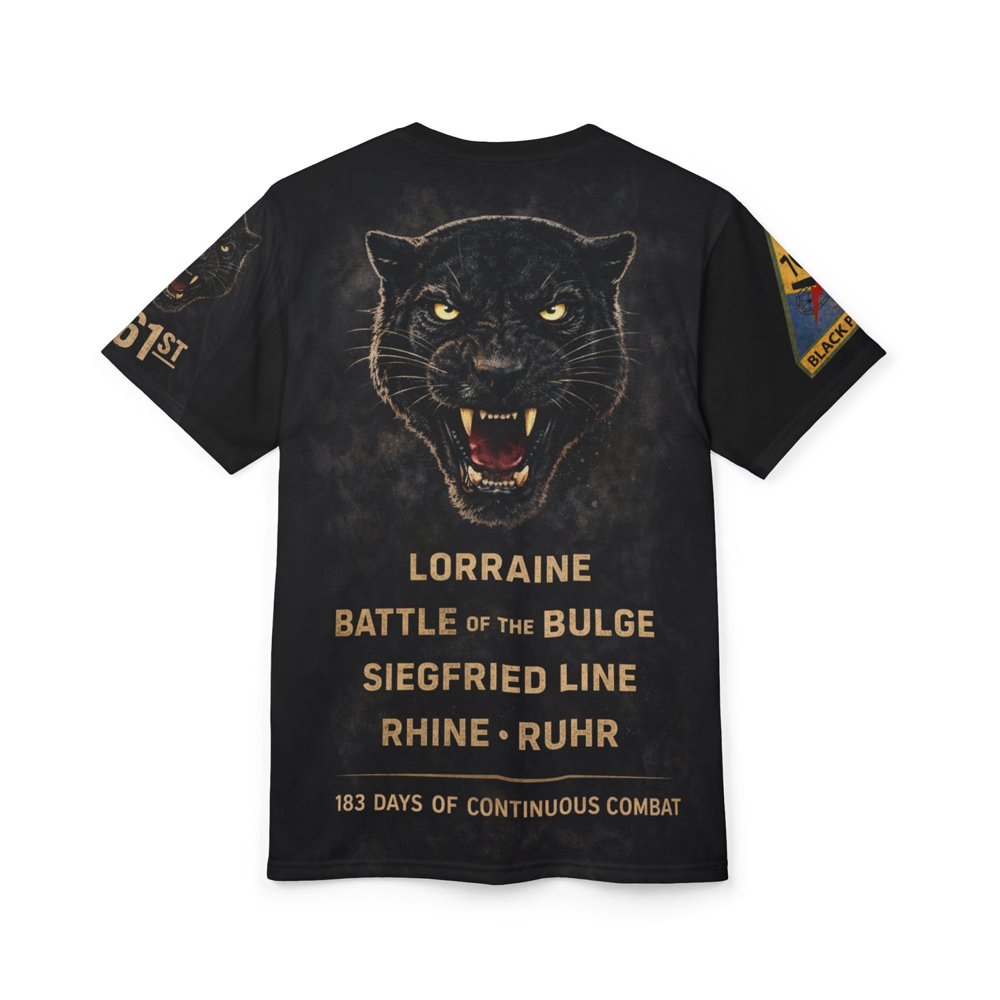 761st Tank Battalion "Black Panthers" All-Over Print Tee — "Come Out Fighting"