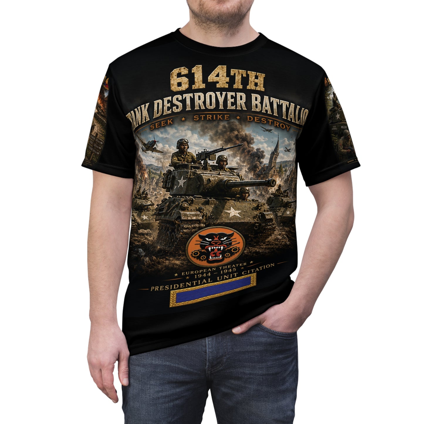 614th Tank Destroyer Battalion - World War II - Tribute Tee — "Hunting the Hunters"
