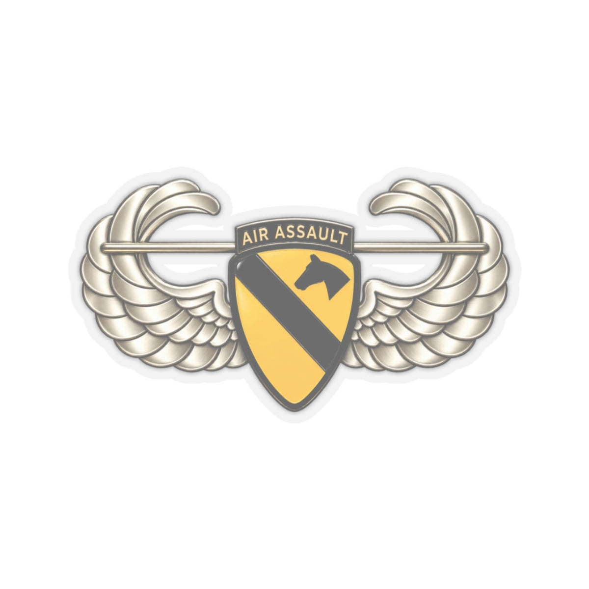 Kiss-Cut Stickers - 1st Cavalry Division w Air Assault Tab on Airborne Badge wo Txt - 3D - Transparent