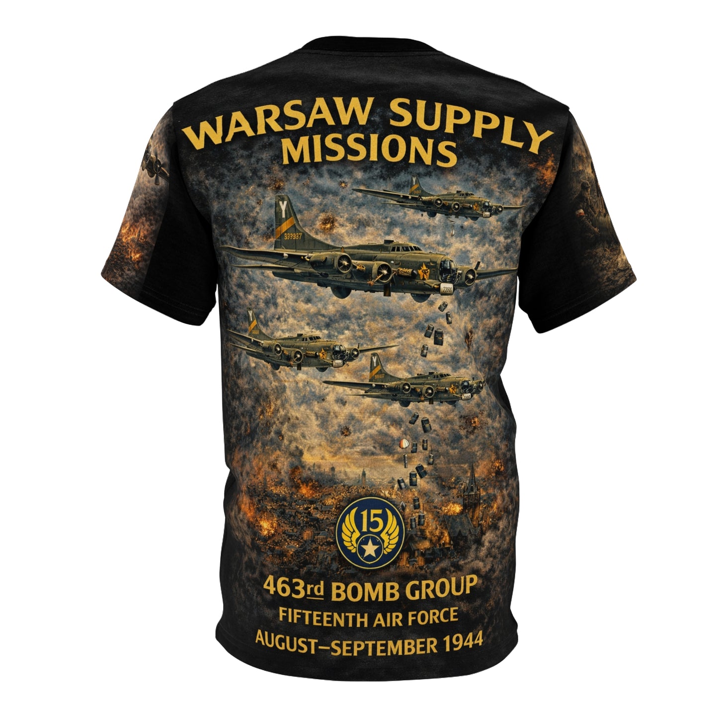 463rd Bomb Group  - WWII Tribute Tee | The Long Flight to Warsaw, Polish Resistance