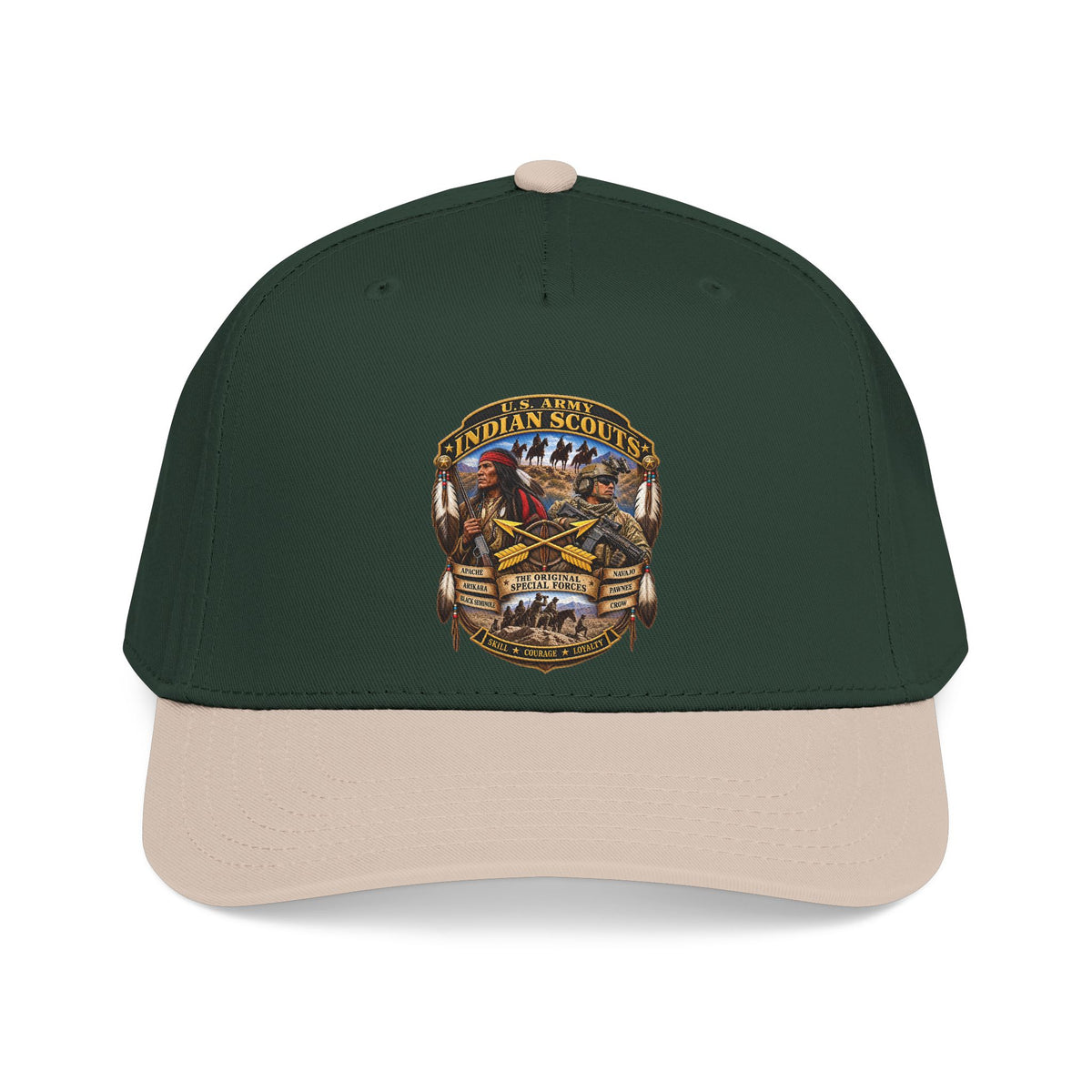 Mid Profile Baseball Cap - United States Indian Scouts (USS) - Original Special Forces - 3D - Enhanced