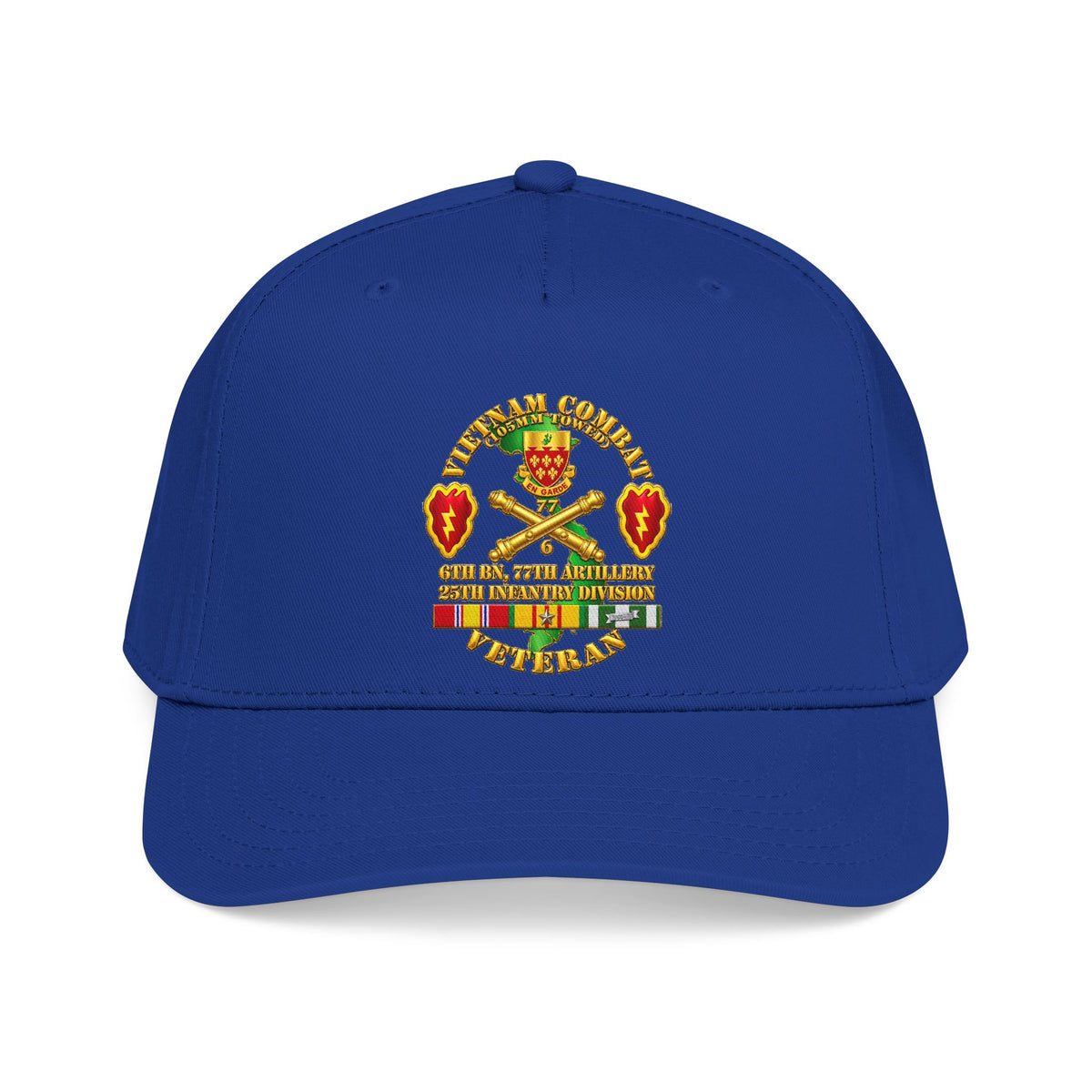 Mid Profile Baseball Cap - Army - Vietnam Combat Veteran w 6th Bn 77th Artillery DUI -25th Infantry Div - 3D - Transparent