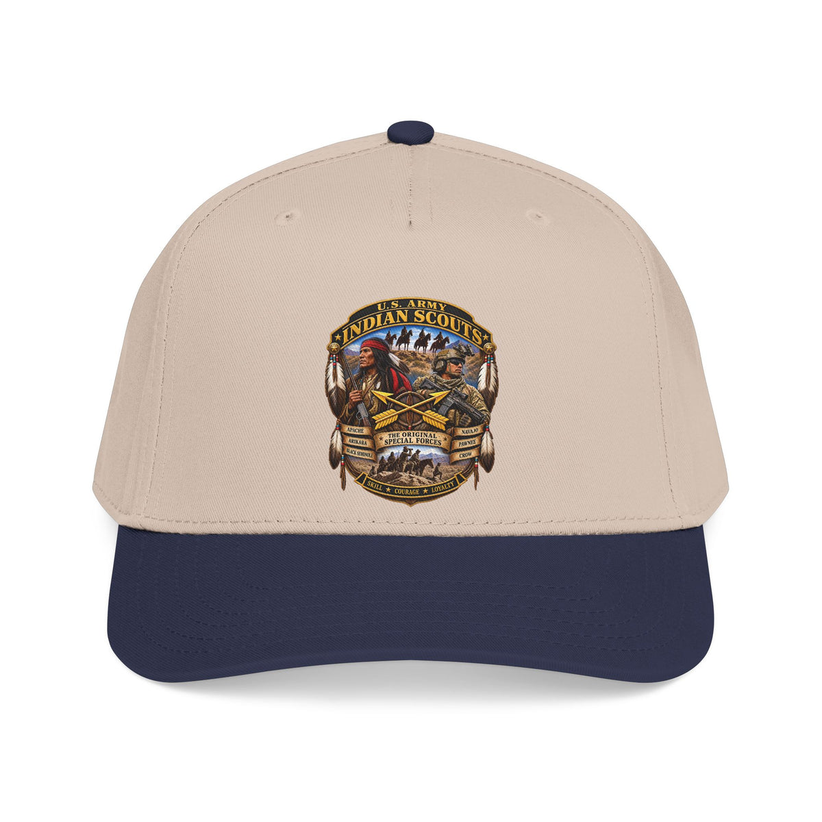 Mid Profile Baseball Cap - United States Indian Scouts (USS) - Original Special Forces - 3D - Enhanced