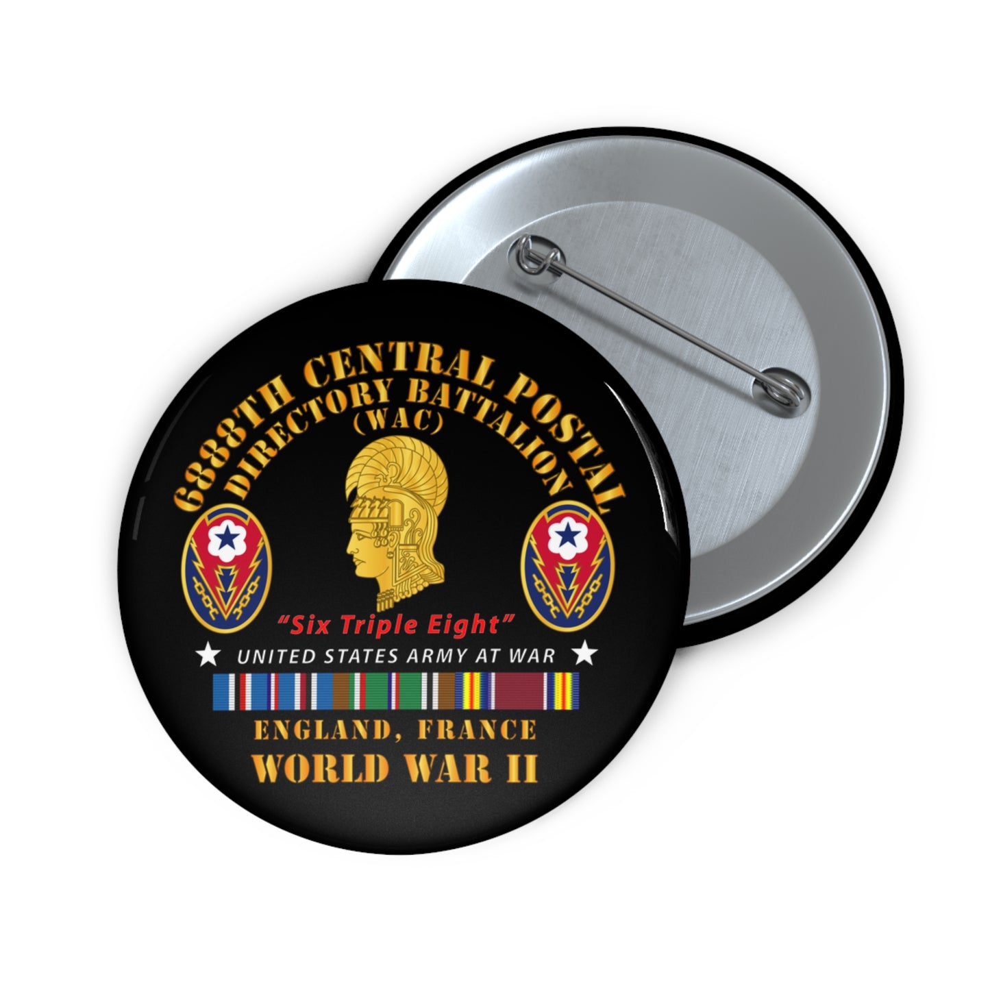 Custom Pin Button – Army - 6888th Central Postal Directory Battalion - WWII w EU SVC