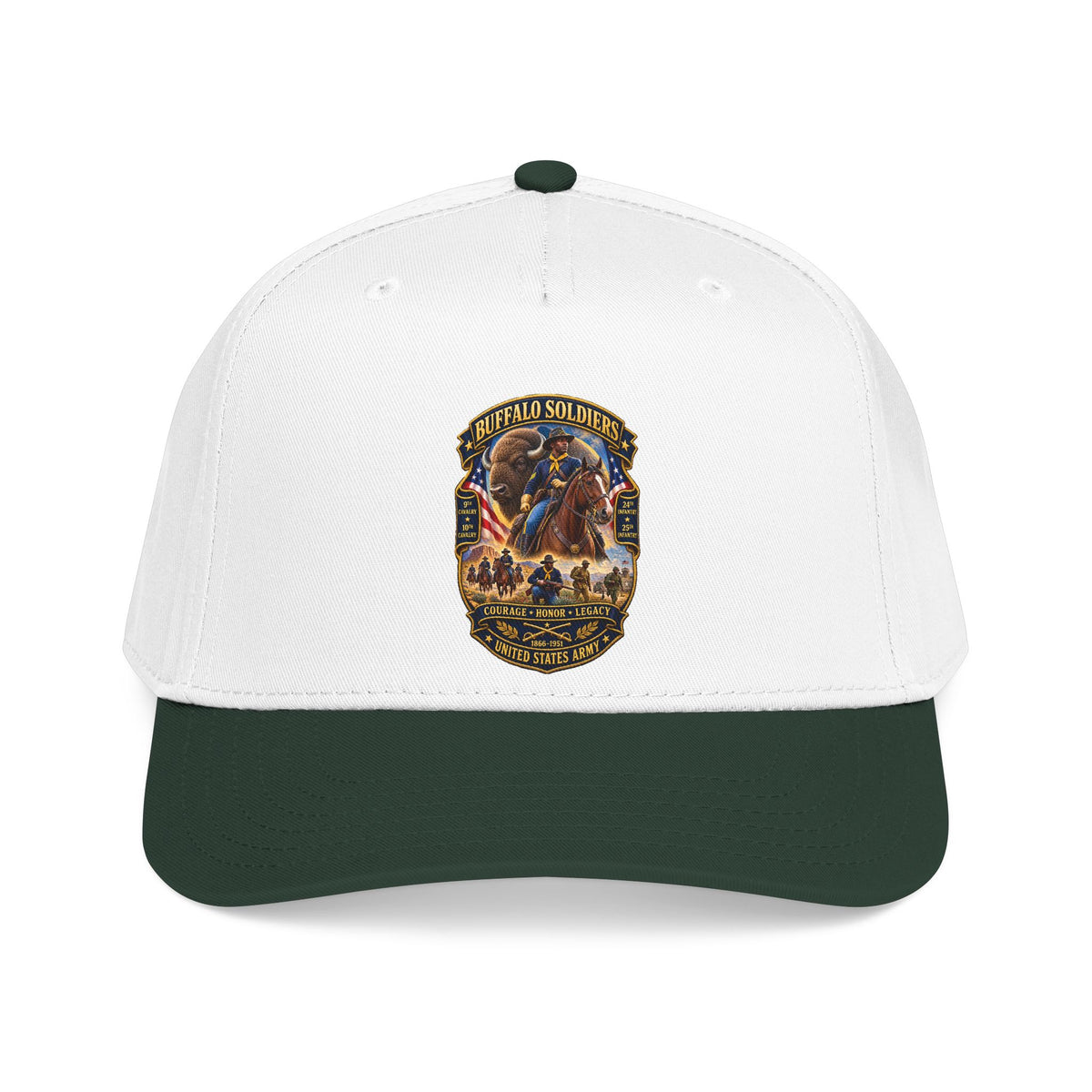 Mid Profile Baseball Cap - Overall Buffalo Soldiers Tribute - 3D - Enhanced