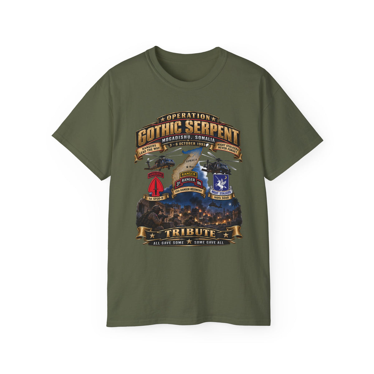 Unisex Ultra Cotton Tee - Operation Gothic Serpent - Mogadishi, Somalia - 3-6 Oct 1993 Tribute - 3D - Enhanced