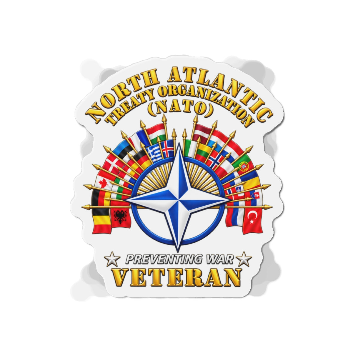 Die-Cut Magnets — NATO - Polished NATO Veteran - with flags - 3D - Transparent