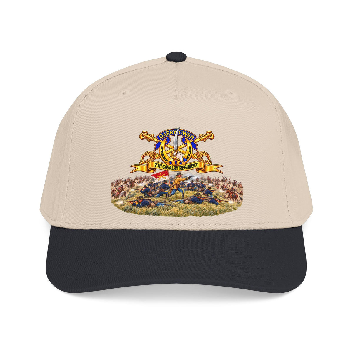 Mid Profile Baseball Cap - 7th Cavalry Regiment - DUI, Br, Ribbon w  Battle of Little Big Horn Scene - 3D - Transparent