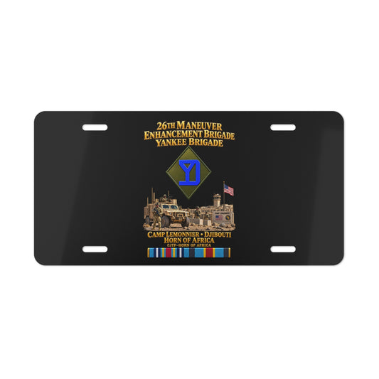 Vanity License Plate - Army- 26th Maneuver Enhancement Brigade - Camp Lemonnier, Djibouti - Horn of Africa - CJTF - HOA - 3D - Enhanced