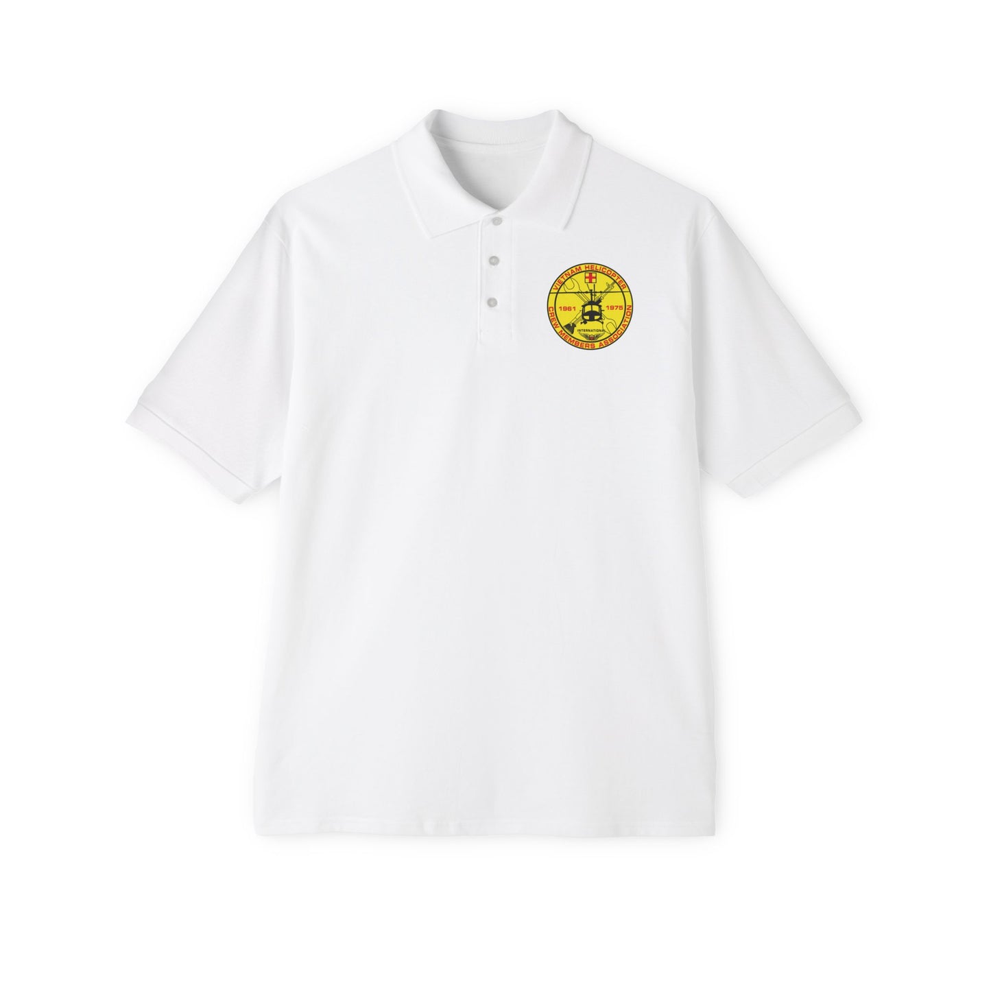 Men's Casual Piqué Polo - Vietnam Helicopter