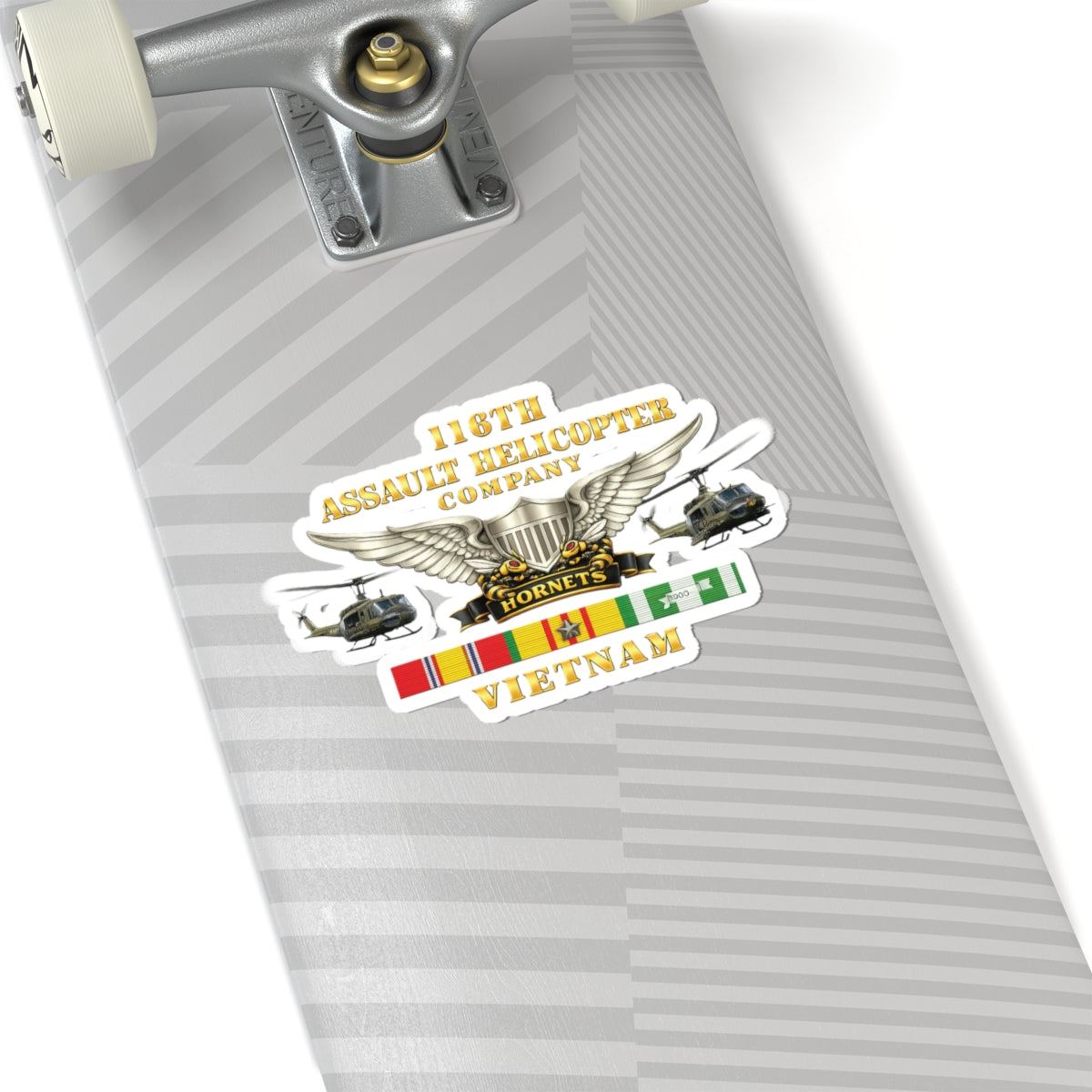 Kiss-Cut Stickers - Army - 116th Assault Helicopter Co w  Aviator Badge w VN SVC - HORNETS - Side X Side - 3D - Enhanced