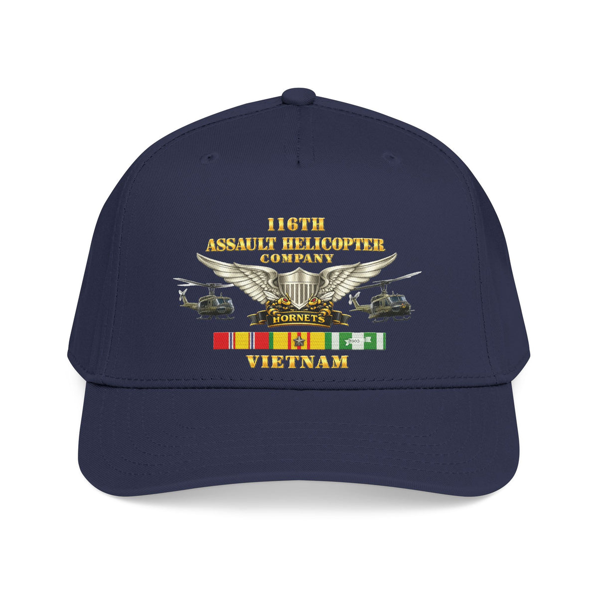 Mid Profile Baseball Cap - Army - 116th Assault Helicopter Co w  Aviator Badge w VN SVC - HORNETS - Side X Side - 3D - Enhanced