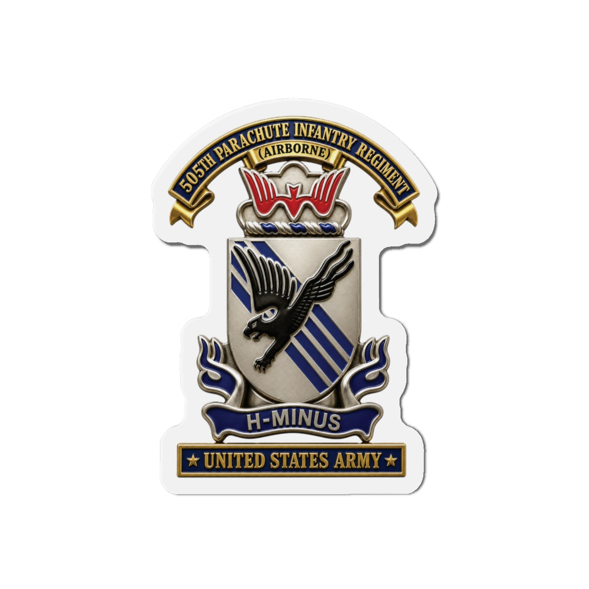 Die-Cut Magnets — Army - 505th Parachute Infantry Regiment (PIR) - DUI - United States Army - 3D - Enhanced