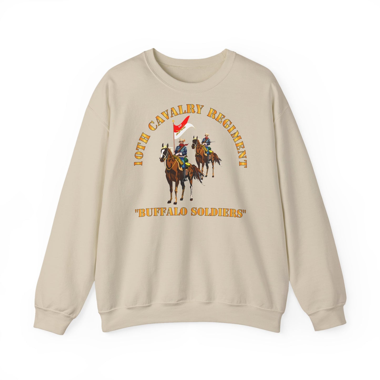 Crewneck Sweatshirt - Army - 10th Cavalry Regiment w Cavalrymen - Buffalo Soldiers