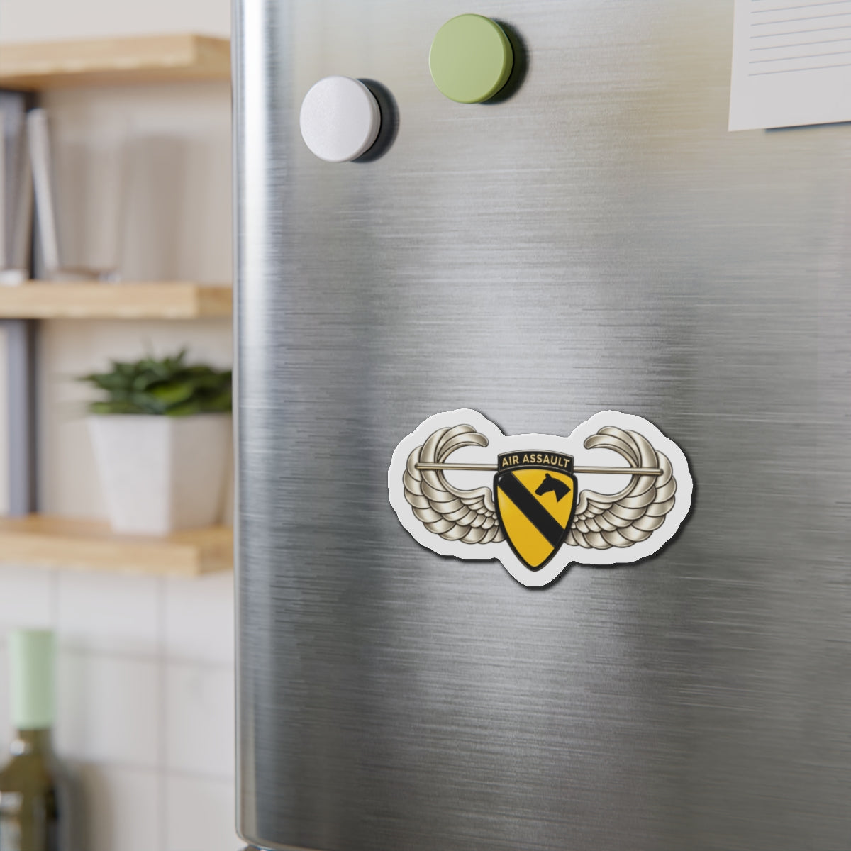 Die-Cut Magnets — 1st Cavalry Division w Air Assault Tab on Airborne Badge wo Txt - 3D - Transparent